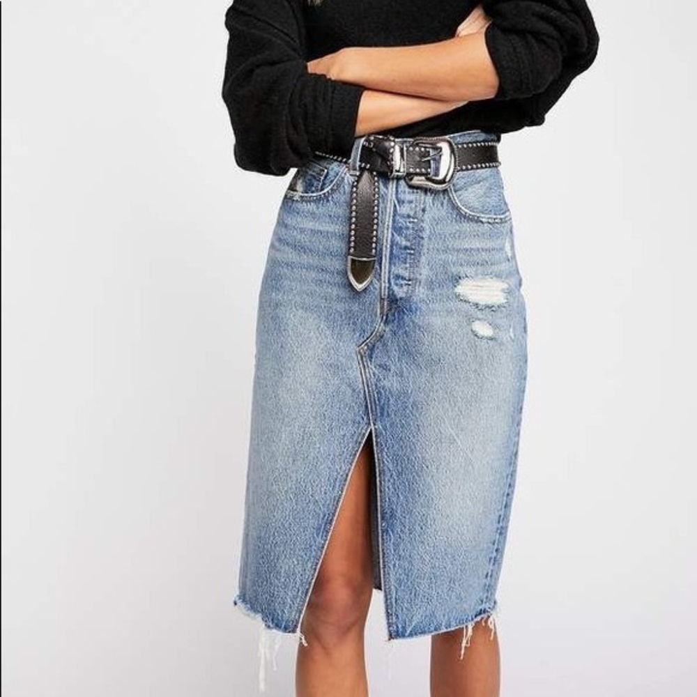 Levi’s Deconstructed Long Denim Skirt